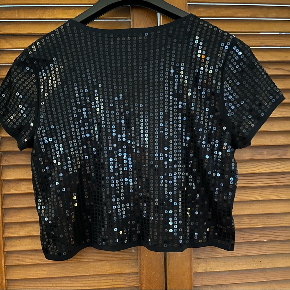 Loft Black Sequin Sweater Shrug size medium - Picture 5 of 7